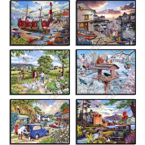 Full Square / Round Diamond Painting Kits Crystal Mosaic Landscape Country Diamond Art Paint with Diamonds Pixel Hobby & Crafts