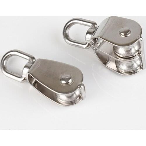 M20 Single Double Wheel Stainless Steel 304 Pulley Traction Wheel Wire Rope Crane Pulley Block Corrosion Resistance Tool