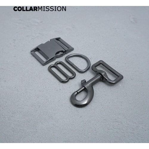 Metal buckle+adjust buckle+D ring+metal dog clasp/set) DIY dog collar 30mm webbing sewing accessory high quality gun black