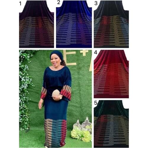 Fashion design stons material velevt fabric nice looking french net lace fabric JRB-591918 with stones for party dress