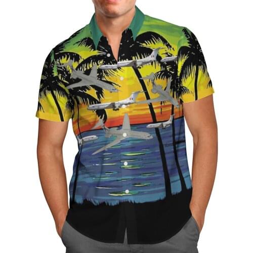 Cool Plane 3D Beach Hawaiian 2021 Summer Men Shirt Short Sleeve Shirt Streetwear Oversized 5XL Camisa Social Chemise Homme-167