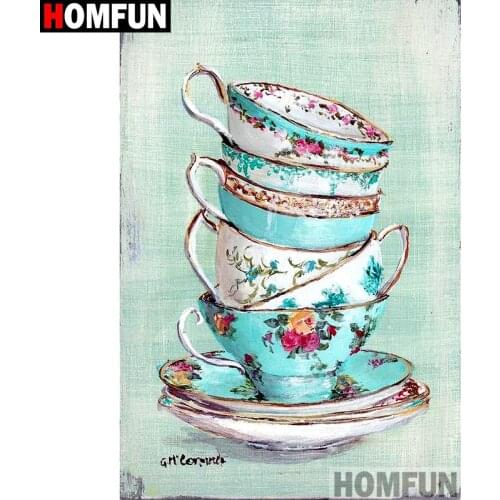 HOMFUN Full Square/Round Drill 5D DIY Diamond Painting "Cup scenery" Embroidery Cross Stitch 3D Home Decor A13103