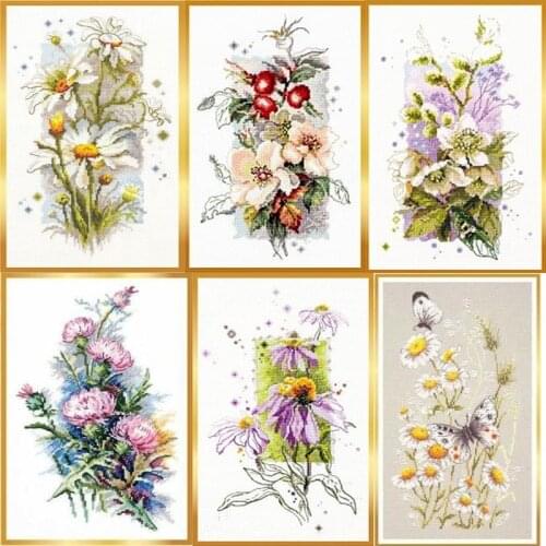 Bouquet series cross stitch package flower aida 18ct 14ct 11ct black cloth people kit embroidery DIY handmade needlework