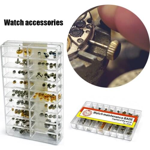 100pcs Professional Watchmaker Watch Crown Assorted Rod Repair Part Accessory Dome Flat Head Replacement Tool Kit