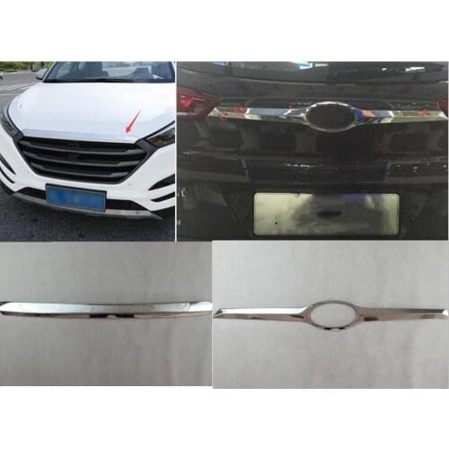 For Hyundai Tucson 2015 2016 ABS Front Hood Lid Sticker + Rear Trunk Lid Cover Trim 2P