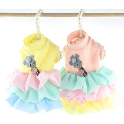 Pet Clothes Flower Decoration Skin-friendly Soft Pet Dog Dress Summer Wedding Dog Accessories Random Colors mascotas
