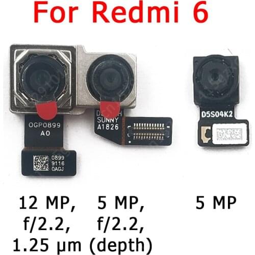 Original Front Rear Back Camera For Xiaomi Redmi 6 Main Facing Camera Module Flex Cable Replacement Spare Parts