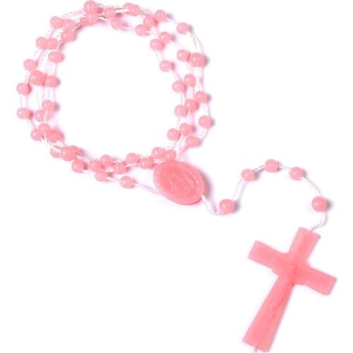 Jesus Christ Cross Pendant Necklaces Alloy Bead Long Chain Mens Women Virgin Mary Christian Fashion Jewelry Rosary Necklace