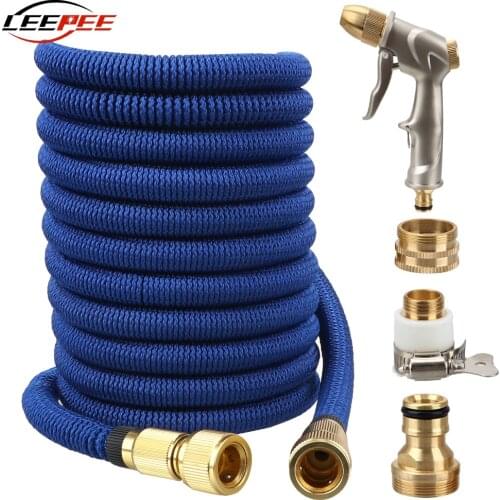 LEEPEE 25FT-100FT High Pressure Wash Tools Spray Gun With Hose Garden Hose Flexible Telescopic Magic Adjustable Car Accessories