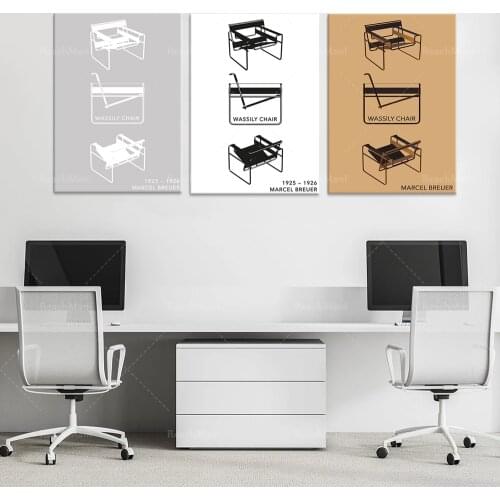 Marcel Breuer poster, Breuer Wassily chair, Bauhaus poster, medieval design, medieval poster, medieval furniture, Wassily chair