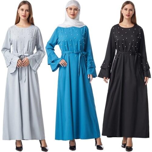 Ramadan Muslim Abaya Women Dresses Middle East Modest Robes for Female Dubai Caftan Long Sleeve Abayas Islamic Clothing