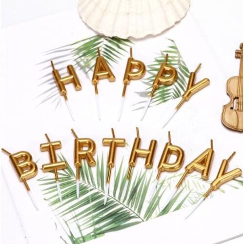 Happy Birthday Wax Candles for Party/anniversary Cake toppers Decorations DIY gift craft golden/slivery/etc wh