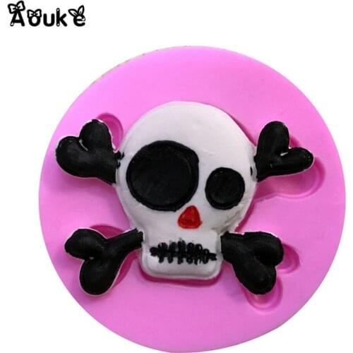 Skull Head 3D Shape Silicone Mold Cookie Fondant Cake Molds Embossed Chocolate Pudding Mould DIY Candy Kitchen Baking Tools X109