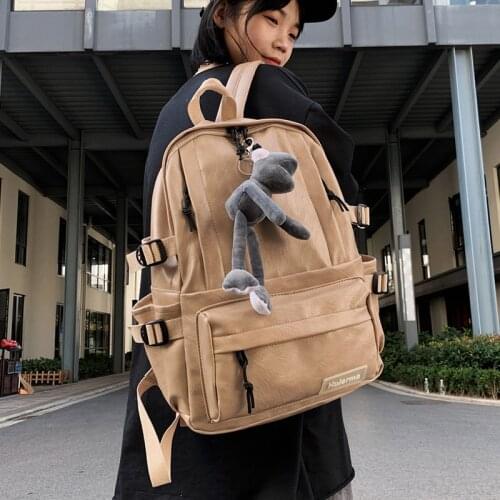 Large Capacity 15.6 Inch Laptop Backpacks PU Leather Women Backpacks Harajuku Retro Female School Bags for Teenage Girls Purse
