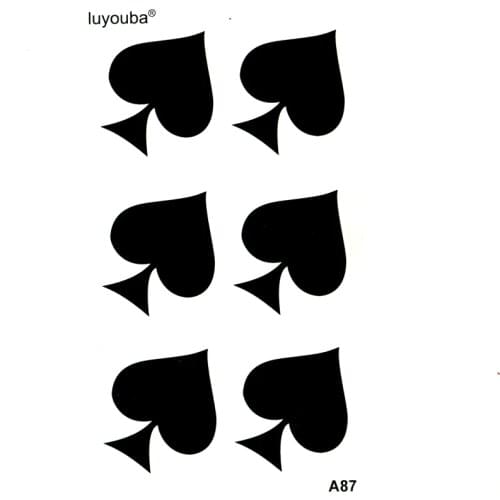 Poker Spades Temporary Tattoos For Kids Waterproof Temporary Tattoos Henna Black Body Tattoo Stickers Scar Tattoo Men Fake Tato