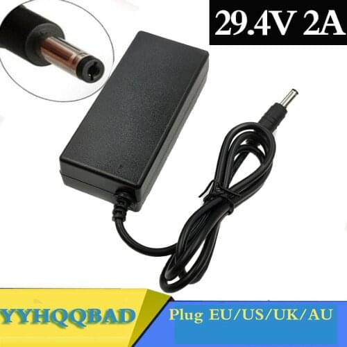 YYHQQBAD 29.4V 2A Charger for 24V 25.2V 25.9V 29.4V 7S lithium battery 29.4V recharger e-bike Charger DC 5.5*2.1 MM EU/US/AU/UK