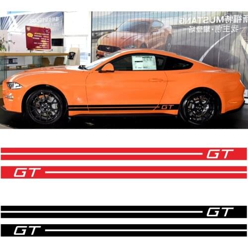 2Pcs Car Wrap Adesivi GT Logo Car Side Stripe Corse Sport Car Autoadesivi Del Corpo e Decalcomanie Per Ford mustang 2009-2019