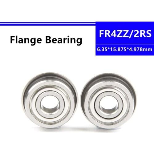 50pcs/100pcs FR4ZZ 6.35*15.875*4.978mm FR4-2RS FR4RS flange deep groove ball bearing FR4-2Z Flanged shielded bearing