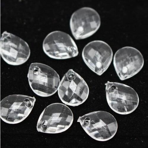 500 Clear Transparent Acrylic Faceted Teardrop Charm Pendants 10X8mm