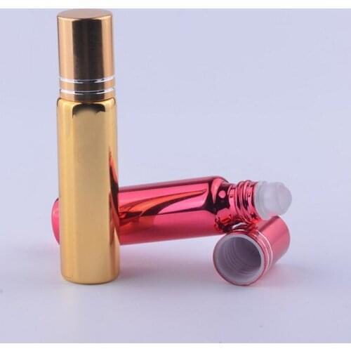 500pcs 10ml anodized glass perfume bottles refillable roll on bottles for essential oils cosmetic container new