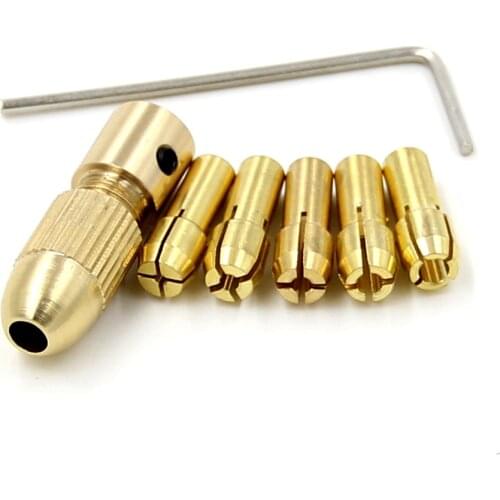 6 piece 1.0-3.0mm brass central axis drill chuck set small motor electric drill accessories