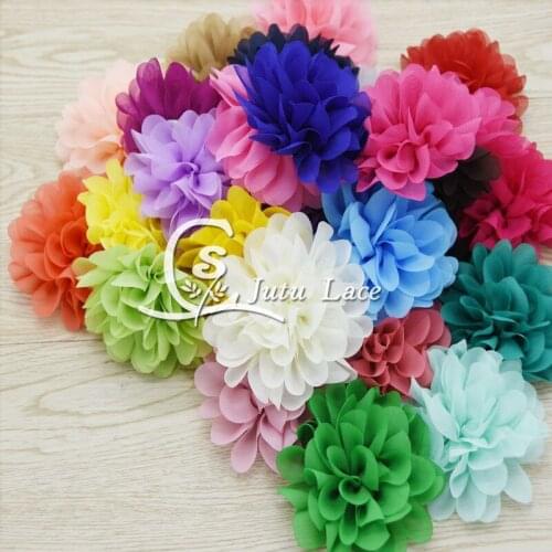 60 pcs/lot , 3.75" chiffon petal flower, shabby chiffon flowers for kids apparel hair Accessories headwear