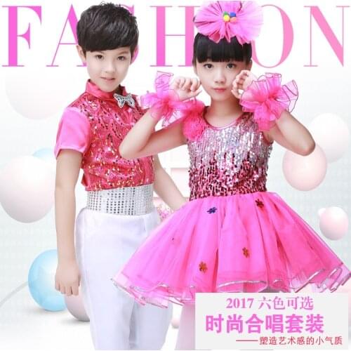 Girls ballet new childrens performance costume female puff skirt sequin skirt modern dance chorus students performance clothing