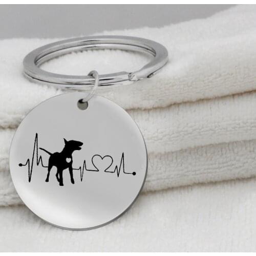 Heartbeat Chihuahua Bulldog Dachshund Bull Terrier KeyChain Jewelry Cute Puppy Dog Key Ring