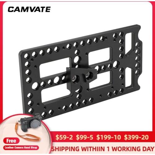 CAMVATE Cheese Plate With Quick Release Male V-Lock Mount & 1/4" & 3/8" Mounting Points For DSLR Camera Battery Mounting System