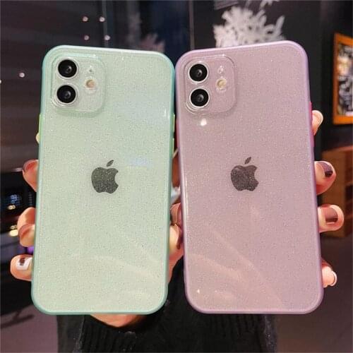 Luxury Glitter Powder Phone Case For iPhone 12 Pro Mini 11 Pro Max X XR XS Max 7 8 Plus SE 2020 Solid Color Soft TPU Back Cover
