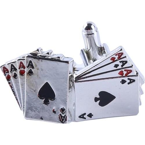 Business Women Men Pokers Playing Cards Shirt Sleeve Button Cufflinks Suit Decor