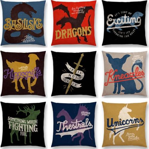 Hot Sale Magical Animals Unicorn Dragon Phoenix Wolf Basilisks Exciting Great Adventure Deer Sword Cushion Sofa Throw Pillow