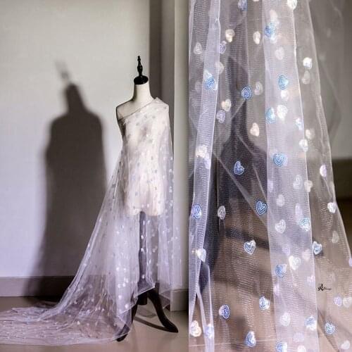 Fantasy colorful sequins embroidery soft mesh fabric skirt material wedding background designer fabric dress