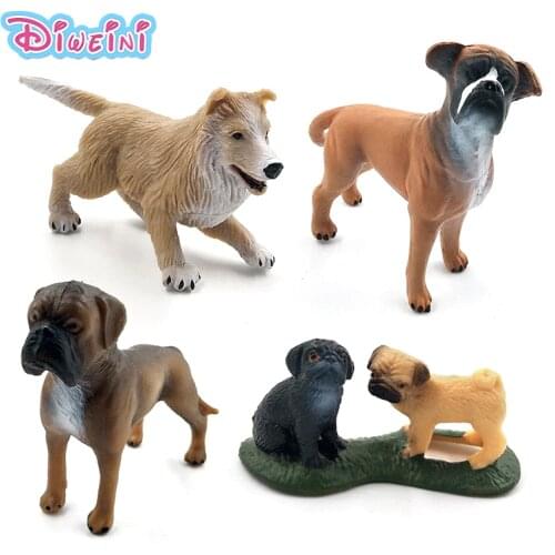 Farm poultry Simulation Collie dog small animals model figure figurine plastic set toys statue home decor Gift For Children Kids