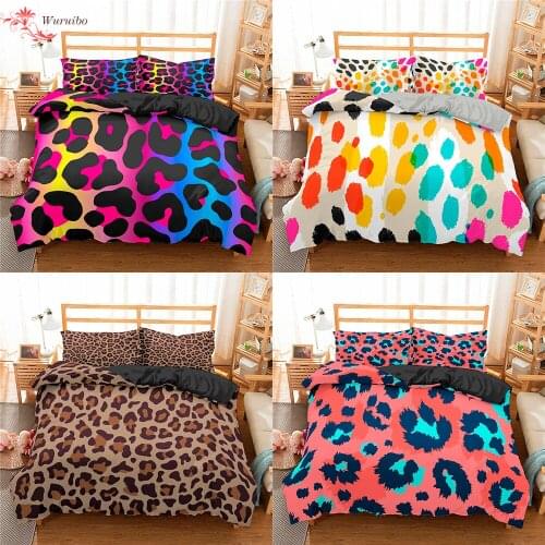 Animal Leopard Printed Bedding Set Quilt Cover Bedclothes Duvet Cover Set Pillow Cases 2/3pcs Bed Bedlinen For USA Free Shipping