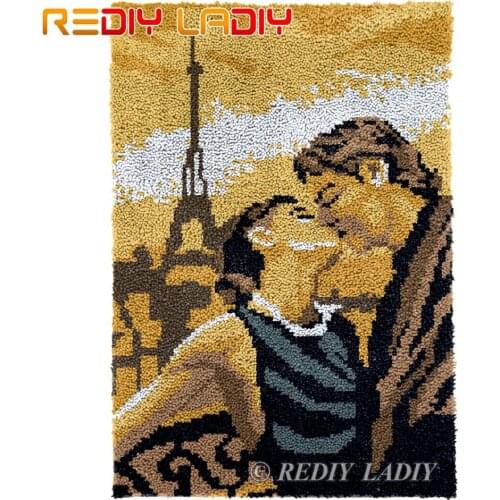 Latch Hook Rug Swans with Love Chunky Yarn Tapestry Kits DIY Carpet Rug Knitted Floor Mat Crochet Cushion Arts & Crafts 85*58cm