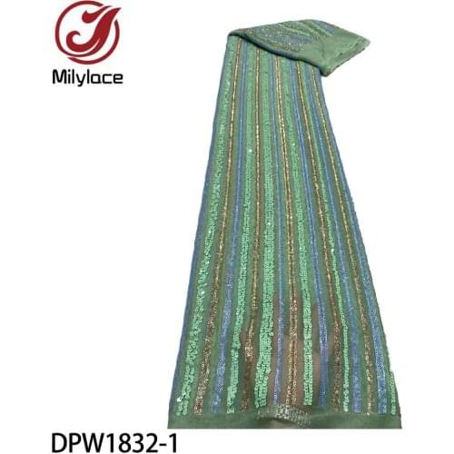 Nigerian Net Mesh Lace Fabric 2021 High Quality Sequins Lace Fabrics French Tulle Lace Fabric 5 Yards for Dress DPW1832