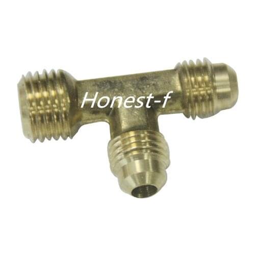 Brass 3/8" OD x 3/8" OD x 1/2" Male NPT Flare Run Tee Tube Fitting