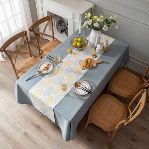 Leaf Graphic Tablecloth Jacquard with Tassels Dining Coffee Table Mat Home Hotel Wedding Restaurant Decoration Camino De Mesa