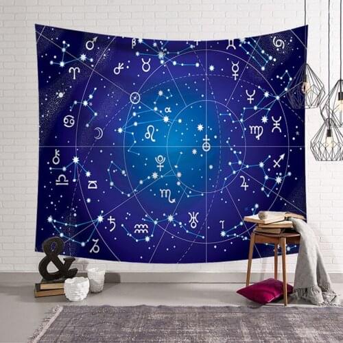 Loartee Celestial Constellation Astrology Tapestry Star Sky University Modern Boho Decor Decoration Wandkleed Backdrop