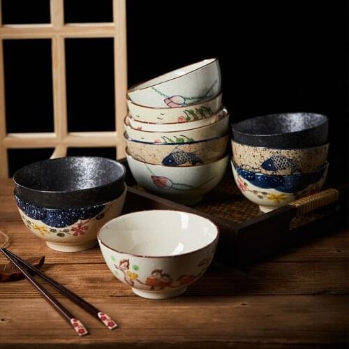 Japanese Style Bowl Simple Porcelain Creative Kitchen Dishes Rice Bowl Noodle Soup Ramen Talerze Obiadowe Dinnerware DI50W