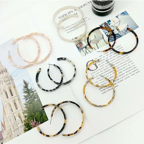 Fashion Bohemia Big Round Acrylic Acetate Hoop Earrings for Women Vintage Leopard Print Circle Hoops Earring Jewelry Female 2019