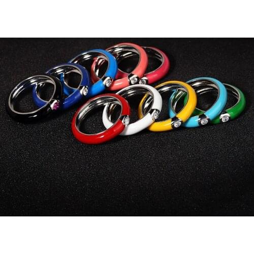 Trendy Originality Simple Enamel Ceramics Zircon Rings for Cocktail Party Men Womens Ring Wedding Ring Party Jewelry Lover Gift