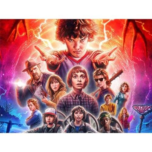 Stranger Things DIY Cross Stitch 11CT Embroidery Kits Craft Needlework Set Printed Canvas Cotton Thread Home Room