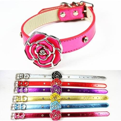 Flower bow design dog pet puppy collar candy colors PU leather 1.5*32cm 2.0*40cm small pet cat collar popular pet products