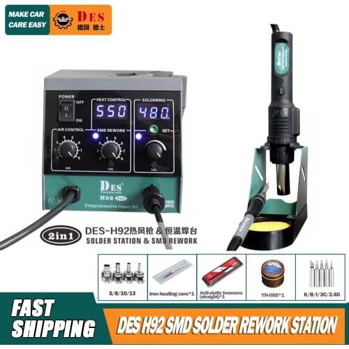 8858-i Upgraded Hot Air Station 852D Soldering Iron Desoldering Station DES H92 2 In 1 BGA Rework Solder Desoldering Tool