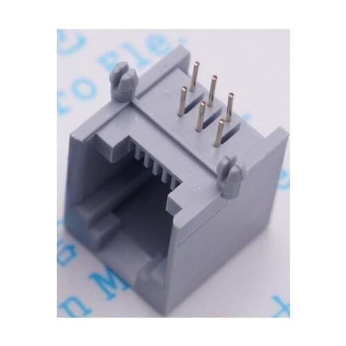 Network socket RJ12 Gray Black 6P6C RJ11 Telephone Socket 90 Degree 6 Core Crystal Head Female Seat Socket