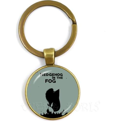 Glassic Hedgehog In The Fog Keychain Antique Bronze Plated 25mm Glass Cabochon Dome Key Chain Keyring Animal Jewelry Gift