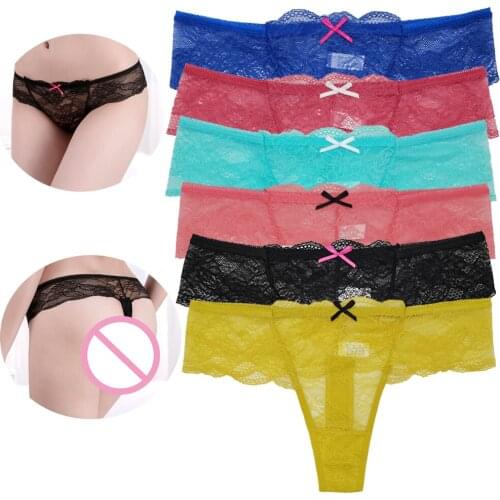 6 Pcs/Set Sexy cozy Lace g-strings Ultra-thin Briefs Seamless Panties Transparent thongs Underwear Lingerie for women T-pants