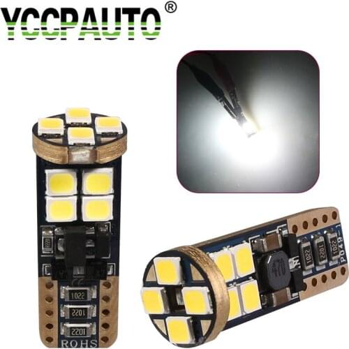 YCCPAUTO T10 W5W LED Bulb Canbus No Error Car Light 3030 12SMD Auto Interior Reading Light Clearance Trunk Lamp Pure White 2Pcs